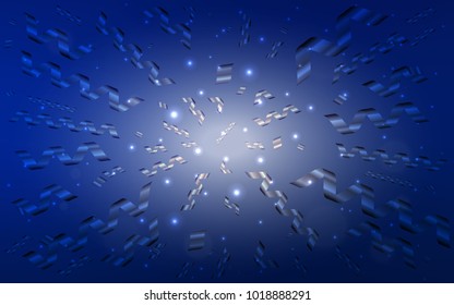 Dark BLUE vector layout with festival confetti. Decorative shining illustration with ribbons on abstract template. Beautiful design for your business advert of anniversary.