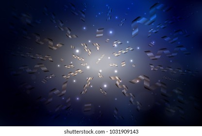 Dark BLUE vector layout with festival confetti. Beautiful colored illustration with ribbon in celebration style. The pattern can be used for carnival, festival leaflets.