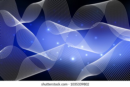 Dark BLUE vector layout with festival confetti. Modern geometrical abstract illustration with carnival ribbons. The pattern can be used for new year ad, booklets.