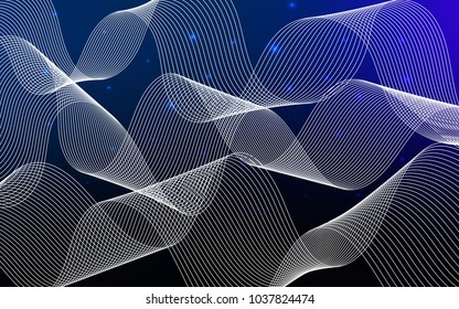 Dark BLUE vector layout with festival confetti. Decorative shining illustration with ribbons on abstract template. The pattern can be used for birthday gifts, congratulations.