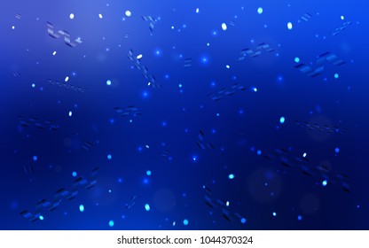 Dark BLUE vector layout with festival confetti. Decorative shining illustration with ribbons on abstract template. The pattern can be used for birthday gifts, congratulations.