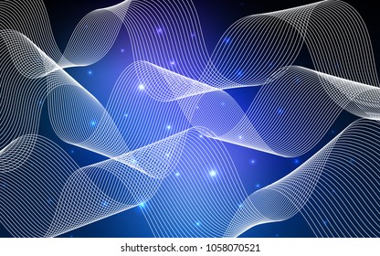 Dark BLUE vector layout with festival confetti. Decorative shining illustration with ribbons on abstract template. Beautiful design for your business advert of anniversary.