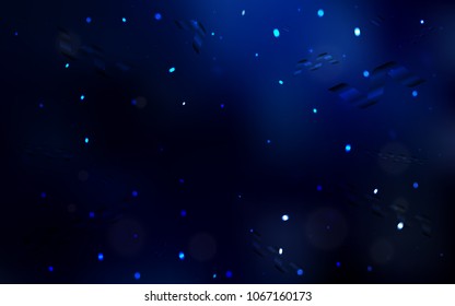 Dark BLUE vector layout with festival confetti. Modern geometrical abstract illustration with carnival ribbons. New design for ad, poster, banner of your Party.