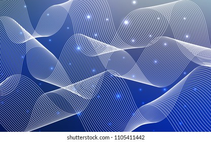 Dark BLUE vector layout with festival confetti. Modern geometrical abstract illustration with carnival ribbons. New design for ad, poster, banner of your Party.