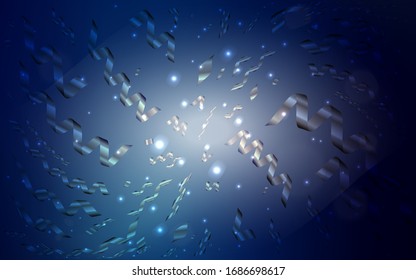 Diseño vector azul oscuro con confeti festivo. Ilustración abstracta brillante con confetti colorido, cintas. El patrón puede ser usado para regalos de cumpleaños, felicitaciones.