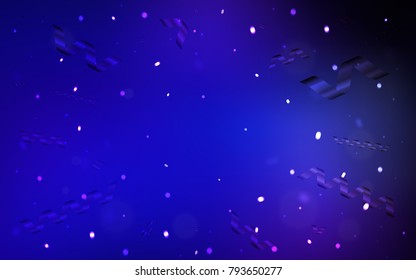 Dark BLUE vector layout with festival confetti. Beautiful colored illustration with ribbon in celebration style. The template can be used as a background for postcards.
