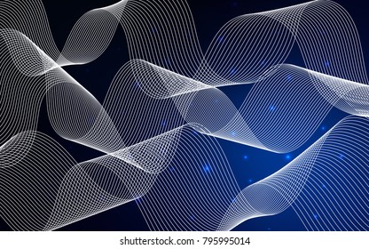 Dark BLUE vector layout with festival confetti. Beautiful colored illustration with ribbon in celebration style. The pattern can be used for new year ad, booklets.