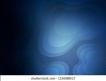 Dark BLUE vector layout with flat lines. Shining colored illustration with narrow lines. Best design for your ad, poster, banner.