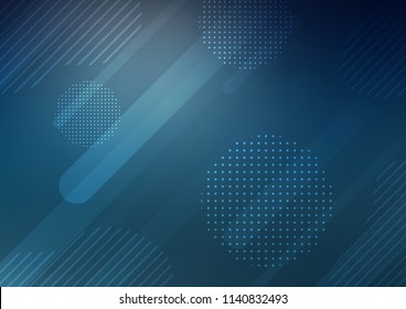 Dark BLUE vector layout with flat lines and dots. Shining colored illustration with rounded stripes, dots. The pattern can be used for websites.