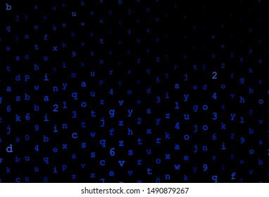 Dark BLUE vector layout with latin alphabet. Abstract illustration with colored latin alphabet. Smart design for promotion of university.