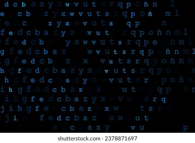 Dark blue vector layout with latin alphabet. Shining illustration with ABC symbols on abstract template. Smart design for your business advert of university.