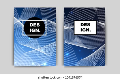 Dark BLUE vector layout for Leaflets. Glitter abstract design concept with text box. Completely new template for your brand book.