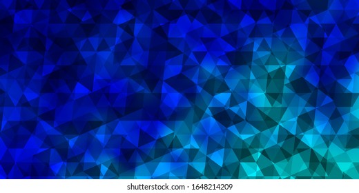 Dark BLUE vector layout with lines, triangles. Triangles on abstract background with colorful gradient. Pattern for commercials.