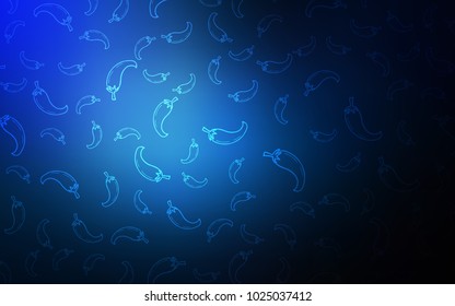 Dark BLUE vector layout with peppers. Beautiful colored illustration with peppers in doodle style. Pattern for ad, booklets, leaflets of restaurants.