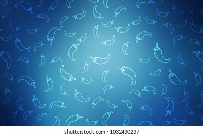 Dark BLUE vector layout with peppers. Decorative shining illustration with peppers on abstract template. Pattern for ad, booklets, leaflets of restaurants.