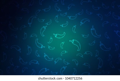 Dark BLUE vector layout with peppers. Glitter abstract sketch with hot peppers. Pattern for ad, booklets, leaflets of restaurants.