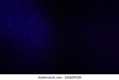 Dark BLUE vector layout with peppers. Illustration with set of fresh peppers in doodle style. Pattern for ads of breakfast, lunch, dinner.