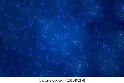 Dark BLUE vector layout with peppers. Blurred decorative design of peppers in doodle style. Pattern for menu of cafes, bars, restaurants.