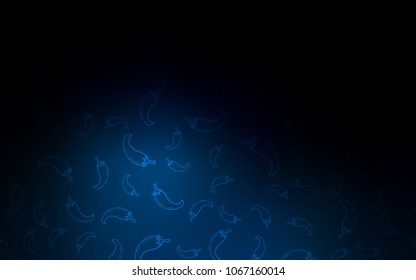 Dark BLUE vector layout with peppers. Glitter abstract sketch with hot peppers. Pattern for ad, booklets, leaflets of restaurants.