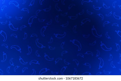 Dark BLUE vector layout with peppers. Glitter abstract sketch with hot peppers. Template for meal cooking in kitchen.