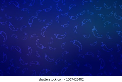 Dark BLUE vector layout with peppers. Decorative shining illustration with peppers on abstract template. Design for ad, poster, banner of cafes or restaurants.