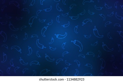 Dark BLUE vector layout with peppers. Illustration with set of fresh peppers in doodle style. Pattern for menu of cafes, bars, restaurants.