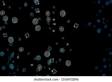 Dark BLUE vector layout with restaurant food. Beautiful colorful illustration with food in doodle style. Pattern for ad, booklets, leaflets of restaurants.