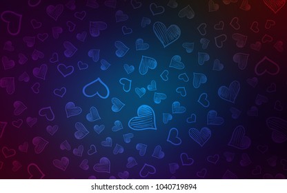 Dark BLUE vector layout with sweet hearts. Illustration with hearts in love concept for valentine's day. Pattern for marriage gifts, congratulations.