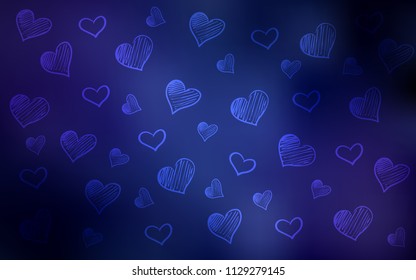 Dark BLUE vector layout with sweet hearts. Illustration with hearts in love concept for valentine's day. Pattern can be used for valentine's ad, booklets.