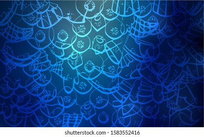 Dark BLUE vector layout with sweet desserts. Glitter abstract sketch with sweets, candies, desserts. Pattern for ads of breakfast, lunch, dinner.