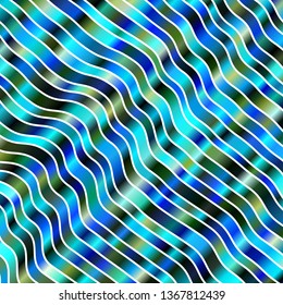 Dark BLUE vector layout with wry lines. Colorful geometric sample with gradient curves.  Design for your business promotion.