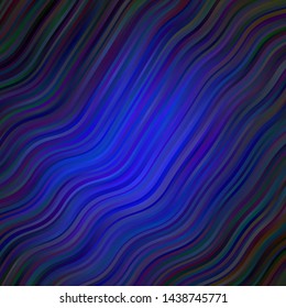 Dark BLUE vector layout with wry lines. Colorful geometric sample with gradient curves.  Smart design for your promotions.