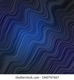 Dark BLUE vector layout with wry lines. Abstract illustration with bandy gradient lines. Pattern for busines booklets, leaflets