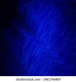 Dark BLUE vector layout with wry lines. Bright illustration with gradient circular arcs. Pattern for websites, landing pages.
