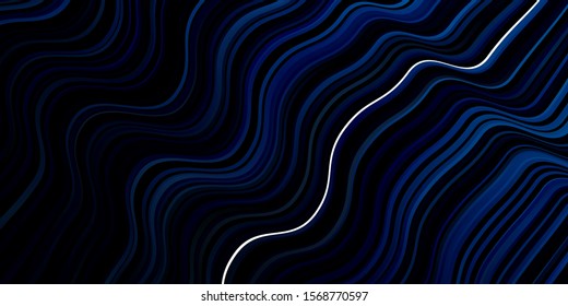 Dark BLUE vector layout with wry lines. Colorful illustration in circular style with lines. Template for cellphones.