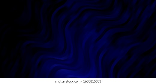 Dark BLUE vector layout with wry lines. Abstract illustration with gradient bows. Best design for your ad, poster, banner.