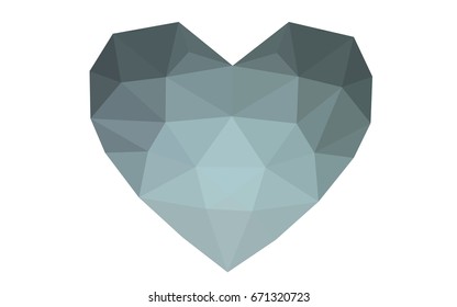 DARK BLUE vector love background with heart. Paper note. Valentine's greeting polygonal card. Triangular illustration for your business. Stock template for your design.