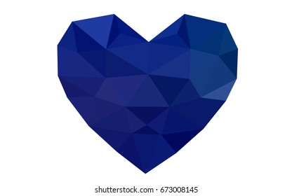 DARK BLUE vector love background with heart. Paper note. Valentine's greeting polygonal card. Triangular illustration for your business. Stock template for your design.