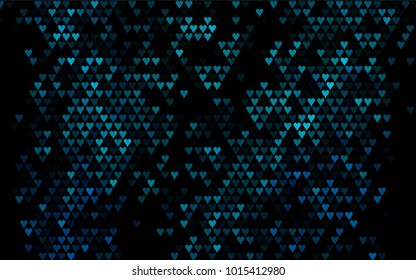 Dark BLUE vector lovely background with hearts. Valentines greeting card with cute hearts. Abstract pattern for your design, website, ad.
