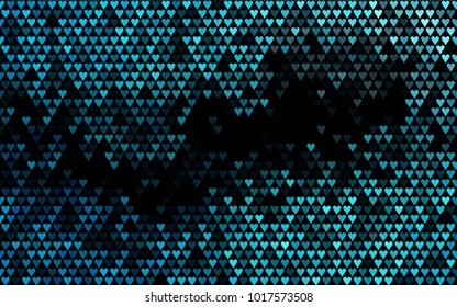 Dark BLUE vector lovely background with hearts. Valentines greeting card with cute hearts. Abstract pattern for your design, website, ad.