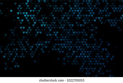 Dark BLUE vector lovely background with hearts. Valentines greeting card with cute hearts. Abstract pattern for your design, website, ad.