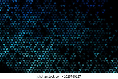 Dark BLUE vector lovely background with hearts. Valentines greeting card with cute hearts. Abstract pattern for your design, website, ad.