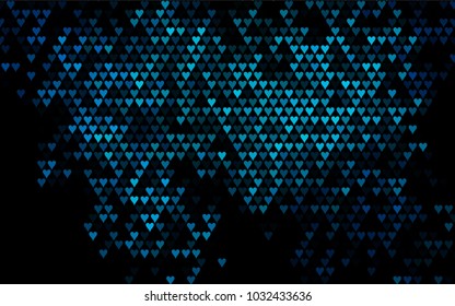Dark BLUE vector lovely background with hearts. Valentines greeting card with cute hearts. Abstract pattern for your design, website, ad.