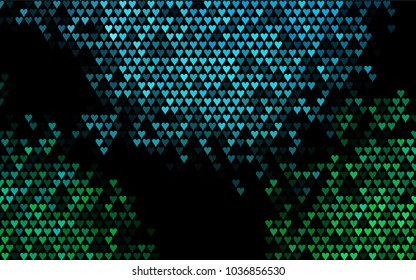 Dark BLUE vector lovely background with hearts. Valentines greeting card with cute hearts. Abstract pattern for your design, website, ad.