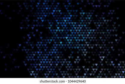 Dark BLUE vector lovely background with hearts. Valentines greeting card with cute hearts. Abstract pattern for your design, website, ad.
