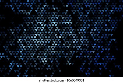 Dark BLUE vector lovely background with hearts. Valentines greeting card with cute hearts. Abstract pattern for your design, website, ad.