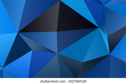 Dark BLUE vector low poly background. A sample with polygonal shapes. Brand-new design for your business.