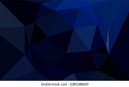 Dark BLUE vector low poly cover. Colorful abstract illustration with triangles. Brand new style for your business design.