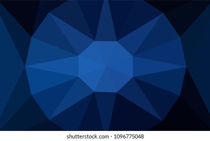 Dark BLUE vector low poly layout with a diamond. Illustration in Origami style with gradient.  Triangular pattern for your design.
