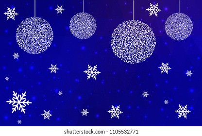 DARK BLUE vector low poly crystal background with snowflakes. Polygon christmas design pattern . Low poly illustration of New Year celebration.